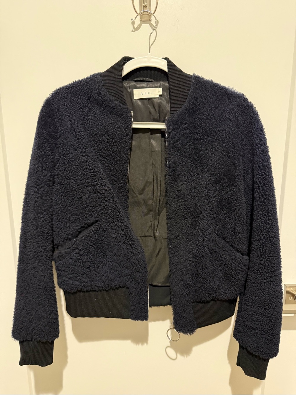 A.L.C. Navy Sherpa Bomber Jacket - Size 0
